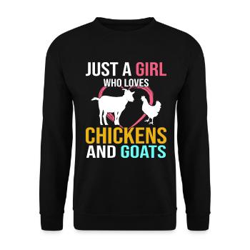 Goats & Chickens Funny Goat Lover - Unisex Pullover - Schwarz - Vorne - Alina (178cm) & Michal (187cm)