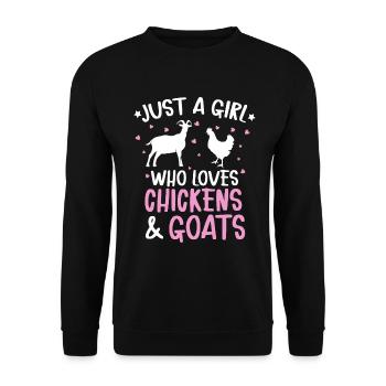 Goats & Chickens Funny Goat Lover - Unisex Pullover - Schwarz - Vorne - Alina (178cm) & Michal (187cm)