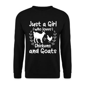 Goats & Chickens Funny Goat Lover - Unisex Pullover - Schwarz - Vorne - Alina (178cm) & Michal (187cm)