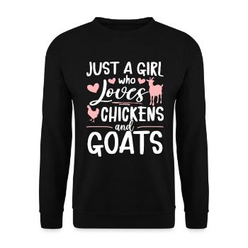 Goats & Chickens Funny Goat Lover - Unisex Pullover - Schwarz - Vorne - Alina (178cm) & Michal (187cm)