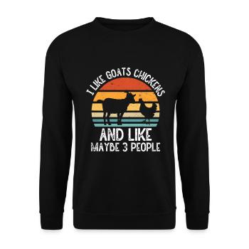 Goats & Chickens Funny Goat Lover - Unisex Pullover - Schwarz - Vorne - Alina (178cm) & Michal (187cm)
