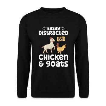 Goats & Chickens Funny Goat Lover - Unisex Pullover - Schwarz - Vorne - Alina (178cm) & Michal (187cm)
