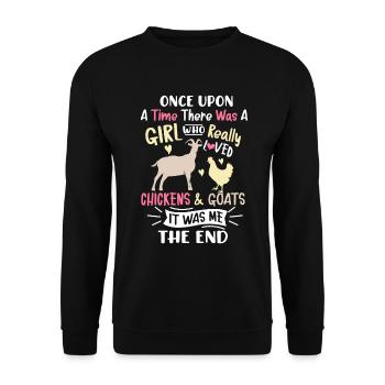 Goats & Chickens Funny Goat Lover - Unisex Pullover - Schwarz - Vorne - Alina (178cm) & Michal (187cm)