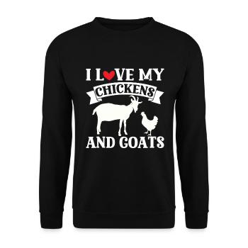 Goats & Chickens Funny Goat Lover - Unisex Pullover - Schwarz - Vorne - Alina (178cm) & Michal (187cm)