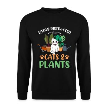 Chats Plantes Plantes De Jardin Amoureux Des Plantes - Sweat-shirt Unisexe - noir - Devant - Alina (178cm) & Michal (187cm)