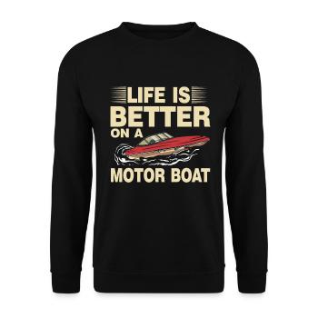 Bateau à moteur - Capitaine Bateau à moteur du lac Boater - Sweat-shirt Unisexe - noir - Devant - Alina (178cm) & Michal (187cm)