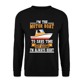 Bateau à moteur - Capitaine Bateau à moteur du lac Boater - Sweat-shirt Unisexe - noir - Devant - Alina (178cm) & Michal (187cm)