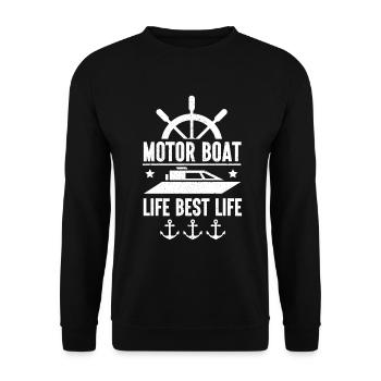 Bateau à moteur - Capitaine Bateau à moteur du lac Boater - Sweat-shirt Unisexe - noir - Devant - Alina (178cm) & Michal (187cm)