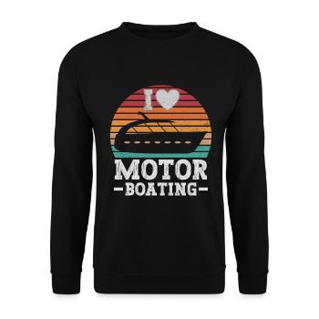 Bateau à moteur - Capitaine Bateau à moteur du lac Boater - Sweat-shirt Unisexe - noir - Devant - Alina (178cm) & Michal (187cm)