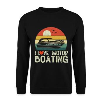 Bateau à moteur - Capitaine Bateau à moteur du lac Boater - Sweat-shirt Unisexe - noir - Devant - Alina (178cm) & Michal (187cm)