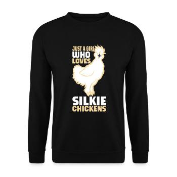 Silkie Huhn Lustige Farm Tierliebhaber - Unisex Pullover - Schwarz - Vorne - Alina (178cm) & Michal (187cm)