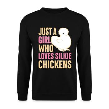 Silkie Huhn Lustige Farm Tierliebhaber - Unisex Pullover - Schwarz - Vorne - Alina (178cm) & Michal (187cm)