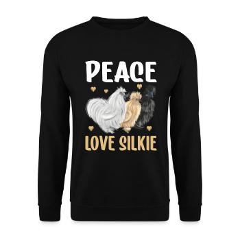 Silkie Huhn Lustige Farm Tierliebhaber - Unisex Pullover - Schwarz - Vorne - Alina (178cm) & Michal (187cm)