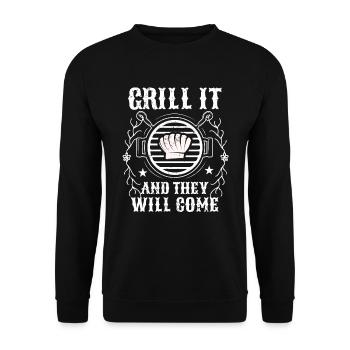 BBQ Smoker Meat Grilling Funny - Unisex Sweatshirt - black - Front - Alina (178cm) & Michal (187cm)
