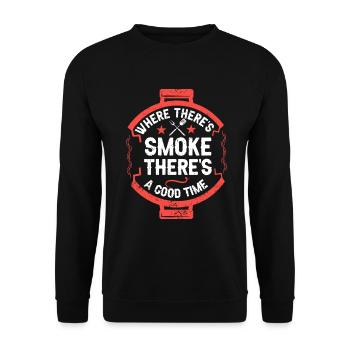 BBQ Smoker Meat Grilling Funny - Unisex Sweatshirt - black - Front - Alina (178cm) & Michal (187cm)
