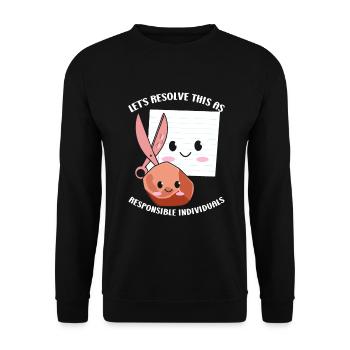 Ciseaux Papier Pierre Drôle Groupe Kawaii - Sweat-shirt Unisexe - noir - Devant - Alina (178cm) & Michal (187cm)