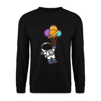 Astronaut Holding Planet Balloons Solar System - Unisex Sweatshirt - black - Front - Alina (178cm) & Michal (187cm)