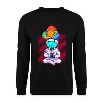 Astronaut Holding Planet Balloons Solar System - Unisex Sweatshirt - black - Front - Alina (178cm) & Michal (187cm)