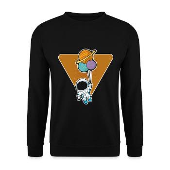 Astronaut Holding Planet Balloons Solar System - Unisex Sweatshirt - black - Front - Alina (178cm) & Michal (187cm)