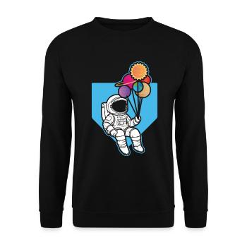 Astronaut Holding Planet Balloons Solar System - Unisex Sweatshirt - black - Front - Alina (178cm) & Michal (187cm)