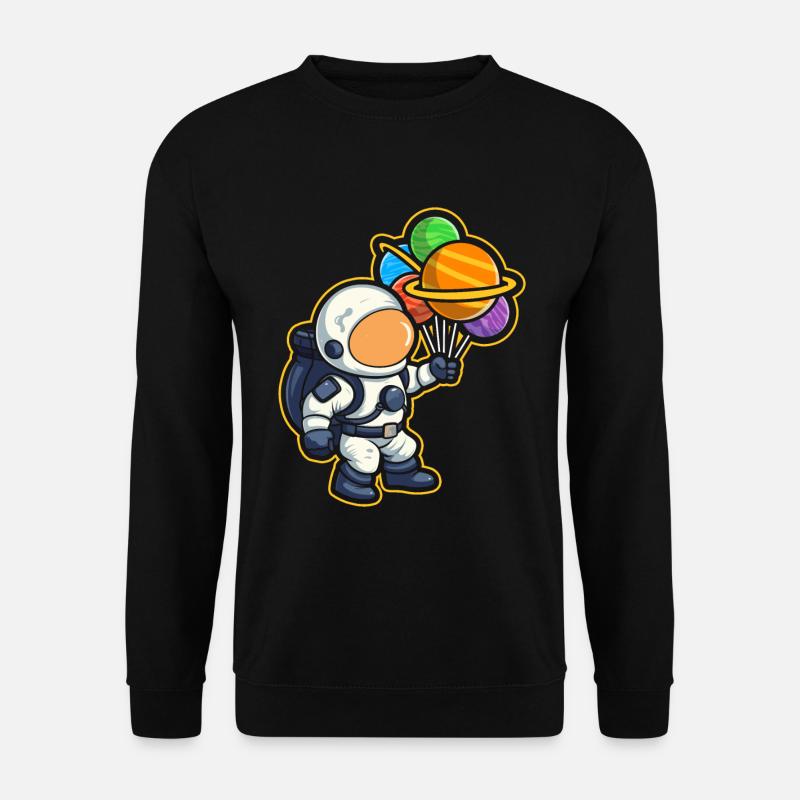 Astronaut Holding Planet Ballons Sonnensystem - Unisex Pullover - Schwarz
