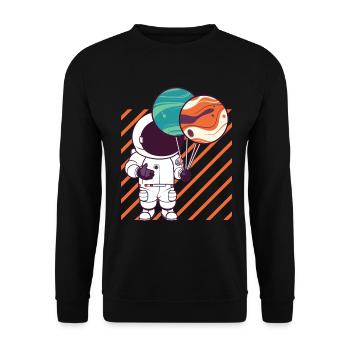 Astronaut Holding Planet Balloons Solar System - Unisex Sweatshirt - black - Front - Alina (178cm) & Michal (187cm)