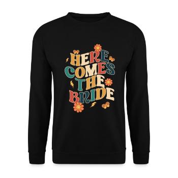 Groovy Bridal Wedding Party Bridal Flower Flowers - Unisex Sweatshirt - black - Front - Alina (178cm) & Michal (187cm)