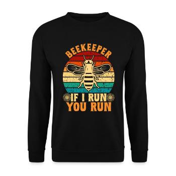 Abeille miel Webeke ruche apiculteur nid d’abeille - Sweat-shirt Unisexe - noir - Devant - Alina (178cm) & Michal (187cm)