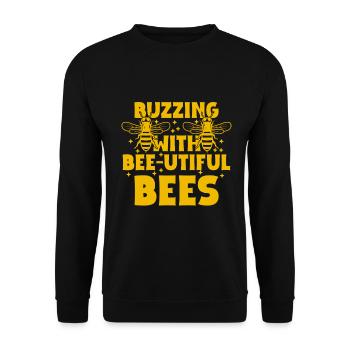 Abeille miel Webeke ruche apiculteur nid d’abeille - Sweat-shirt Unisexe - noir - Devant - Alina (178cm) & Michal (187cm)