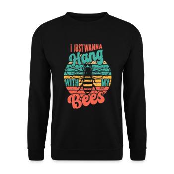Honigbienenwebeke Hive Imkere Wabe - Unisex Pullover - Schwarz - Vorne - Alina (178cm) & Michal (187cm)