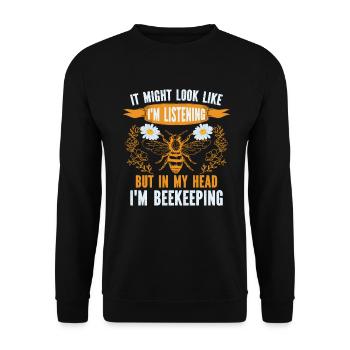 Honigbienenwebeke Hive Imkere Wabe - Unisex Pullover - Schwarz - Vorne - Alina (178cm) & Michal (187cm)