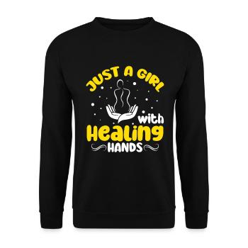 Massagetherapeuten Therapie Masseuse Wertschätzung - Unisex Pullover - Schwarz - Vorne - Alina (178cm) & Michal (187cm)