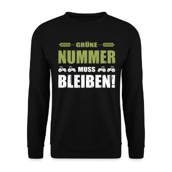 Bauern Protest Landwirt Grüne Nummer Muss Bleiben - Unisex Pullover - Schwarz - Vorne - Alina (178cm) & Michal (187cm)
