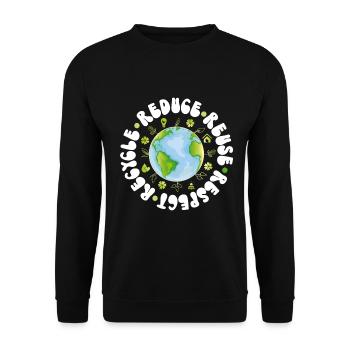Erde Tag Groovy Hippie 70s Retro Retro - Unisex Pullover - Schwarz - Vorne - Alina (178cm) & Michal (187cm)