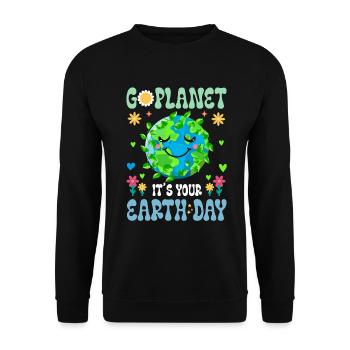 Erde Tag Groovy Hippie 70s Retro Retro - Unisex Pullover - Schwarz - Vorne - Alina (178cm) & Michal (187cm)