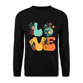 Erde Tag Groovy Hippie 70s Retro Retro - Unisex Pullover - Schwarz - Vorne - Alina (178cm) & Michal (187cm)