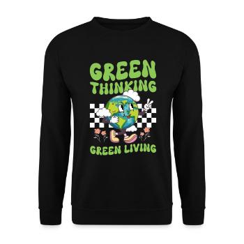 Erde Tag Groovy Hippie 70s Retro Retro - Unisex Pullover - Schwarz - Vorne - Alina (178cm) & Michal (187cm)