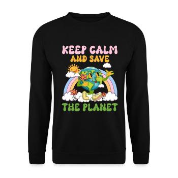 Erde Tag Groovy Hippie 70s Retro Retro - Unisex Pullover - Schwarz - Vorne - Alina (178cm) & Michal (187cm)