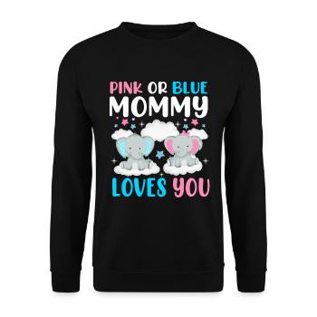 Pink Or Blue Mama Loves You Sex - Unisex Sweatshirt - black - Front - Alina (178cm) & Michal (187cm)