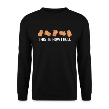 So Rolle Ich Süße Capybara - Unisex Pullover - Schwarz - Vorne - Alina (178cm) & Michal (187cm)