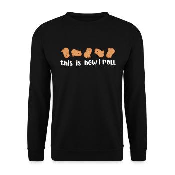 So Rolle Ich Süße Capybara - Unisex Pullover - Schwarz - Vorne - Alina (178cm) & Michal (187cm)