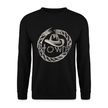Howdy Western Country Southern Cowboy Texas - Unisex Pullover - Schwarz - Vorne - Alina (178cm) & Michal (187cm)