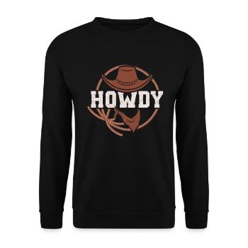 Howdy Western Country Southern Cowboy Texas - Unisex Pullover - Schwarz - Vorne - Alina (178cm) & Michal (187cm)