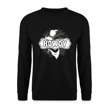 Howdy Western Country Southern Cowboy Texas - Unisex Pullover - Schwarz - Vorne - Alina (178cm) & Michal (187cm)