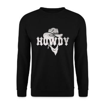 Howdy Western Country Southern Cowboy Texas - Unisex Pullover - Schwarz - Vorne - Alina (178cm) & Michal (187cm)