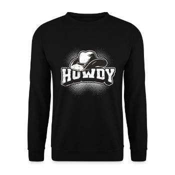 Howdy Western Country Southern Cowboy Texas - Unisex Pullover - Schwarz - Vorne - Alina (178cm) & Michal (187cm)
