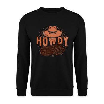 Howdy Western Country Southern Cowboy Texas - Unisex Pullover - Schwarz - Vorne - Alina (178cm) & Michal (187cm)