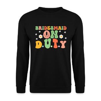 Honorpower Bridesmaid Groovy Bachelor - Unisex Sweatshirt - black - Front - Alina (178cm) & Michal (187cm)
