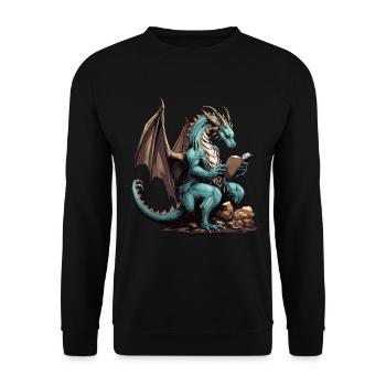 Dragons and Books Nerd Dragon Lover - Unisex Sweatshirt - black - Front - Alina (178cm) & Michal (187cm)