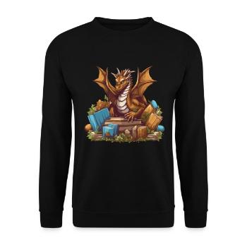 Dragons Und Bücher Nerd Dragon Liebhaber - Unisex Pullover - Schwarz - Vorne - Alina (178cm) & Michal (187cm)